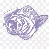 剪贴版Zazzle贴纸珍珠插图-创意元素紫色花复古效果