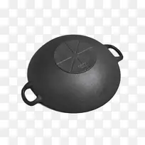 铸铁炊具和面包车锅-老式绿色底锅特写