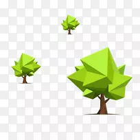 多边形树低多边形插图卡通多边形绿树