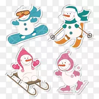 冬季运动雪人工作表雪人雪地运动