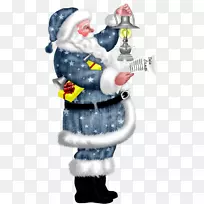 Pxe8re noxebl圣诞老人圣诞剪贴画-圣诞老人拿着灯笼，拿着报纸