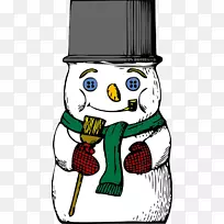 雪人冬季皮卡艺术-戴灰色帽子的卡通雪人