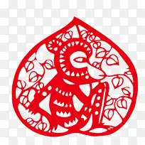 剪纸猴新年十二生肖剪纸猴