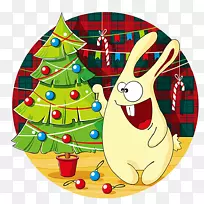 t恤圣诞树-兔子圣诞
