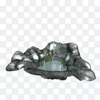 石材信息幻灯片展示剪贴画-假山模型，小池塘