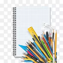 学生学习彩色铅笔-活动构图与学习工具形象