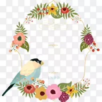 鸟类插图-精心设计的白头翁婚礼装饰画