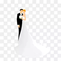 新郎礼服婚礼卡通肩部婚礼主题元素插图