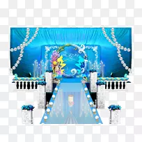 蓝色平面设计婚礼设计师-蓝色婚礼