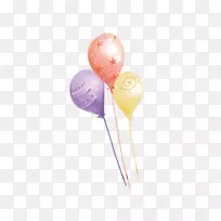 气球水彩画光-三种不同颜色的气球