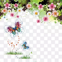蝴蝶版税-免费插画-花和蝴蝶