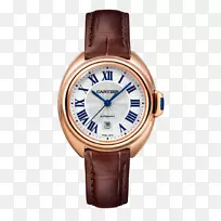 钟表匠珠宝表带运动-咖啡色金卡地亚手表机械手表女式
