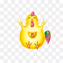 黄毛鸡小黄鸡一只欢快的卡通鸡