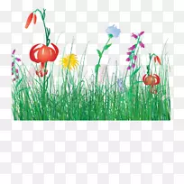 花卉动画剪贴画-卡通春花鲜草
