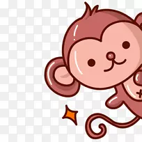 MOE可爱卡通插图-棕色卡通猴子装饰图案