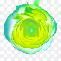绿色圆圈-手绘绿光效果花特写PNG