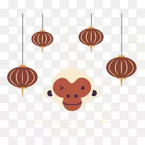 平面设计-猴子十二生肖扁灯笼