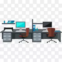 办公室室内设计服务插图.办公计算机桌面办公材料