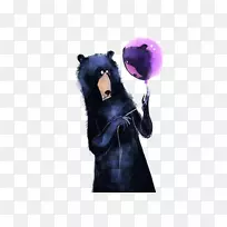熊画家绘画艺术插图卡通黑熊