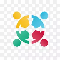 团队建设报价说动力-四个小人手牵手，微型企业标志