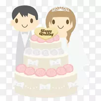 婚礼蛋糕婚礼剪影插图-创意手绘婚礼