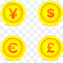 硬币日元货币符号纽扣符号黄金