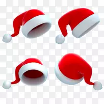 圣诞老人3D电脑图形摄影免版税插图-四顶圣诞帽