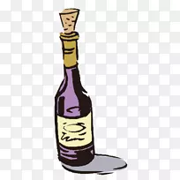 红酒香槟酒瓶手绘红葡萄酒瓶