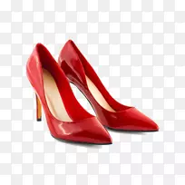 雅各布的利亚(穿着她的鞋)高跟鞋，皮鞋，红皮鞋