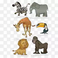 长颈鹿狮子-有趣可爱的卡通动物材料