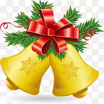 圣诞铃铛夹艺术.黄色铃铛圣诞装饰图案