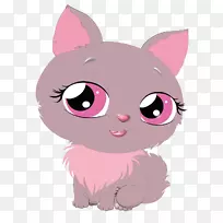 粉红猫须卡通插图-卡通猫女