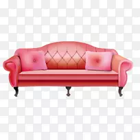 沙发沙发床-漂亮的粉色皮革沙发
