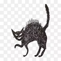 猫食黑猫卡通小黑猫