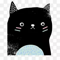 猫画插图-黑猫
