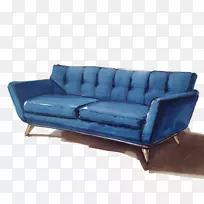 沙发沙发床家具绘图室内设计服务天蓝色手绘装饰沙发