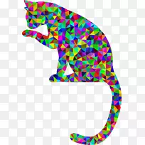 彩色刻度抽象艺术插图彩色猫