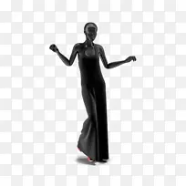 旗袍模特-黑色服装模特展示