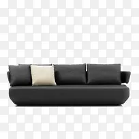 桌椅-黑色沙发，现代极简式休息