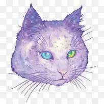 猫科绘画艺术家插图-紫色猫头