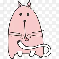 胡须粉红猫夹艺术-粉红卡通猫