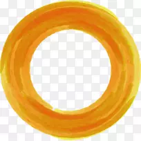 黄色圆形水彩画.卡其色圆圈