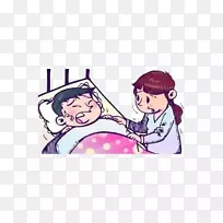 儿童发热病父母母亲照顾寒冷儿童的母亲