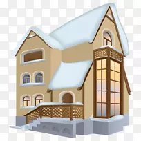 住宅冬季剪贴画-欧式手绘雪屋