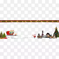 圣诞树圣诞装饰海报-圣诞屋雪海报
