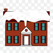 屋顶雪屋.红色房屋地板屋顶雪