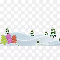 雪人海报圣诞树冬季卡通雪树