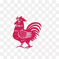 农历新年快乐-红公鸡轮廓