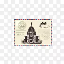 伦敦剪贴画-英国古典邮票