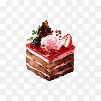 甜点水彩画插图.手绘甜点蛋糕